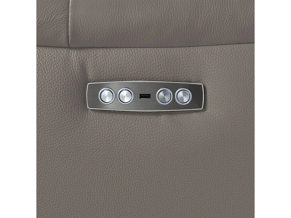 MAZARO - Canapé 3 Places Relax Electrique Cuir Gris éléphant