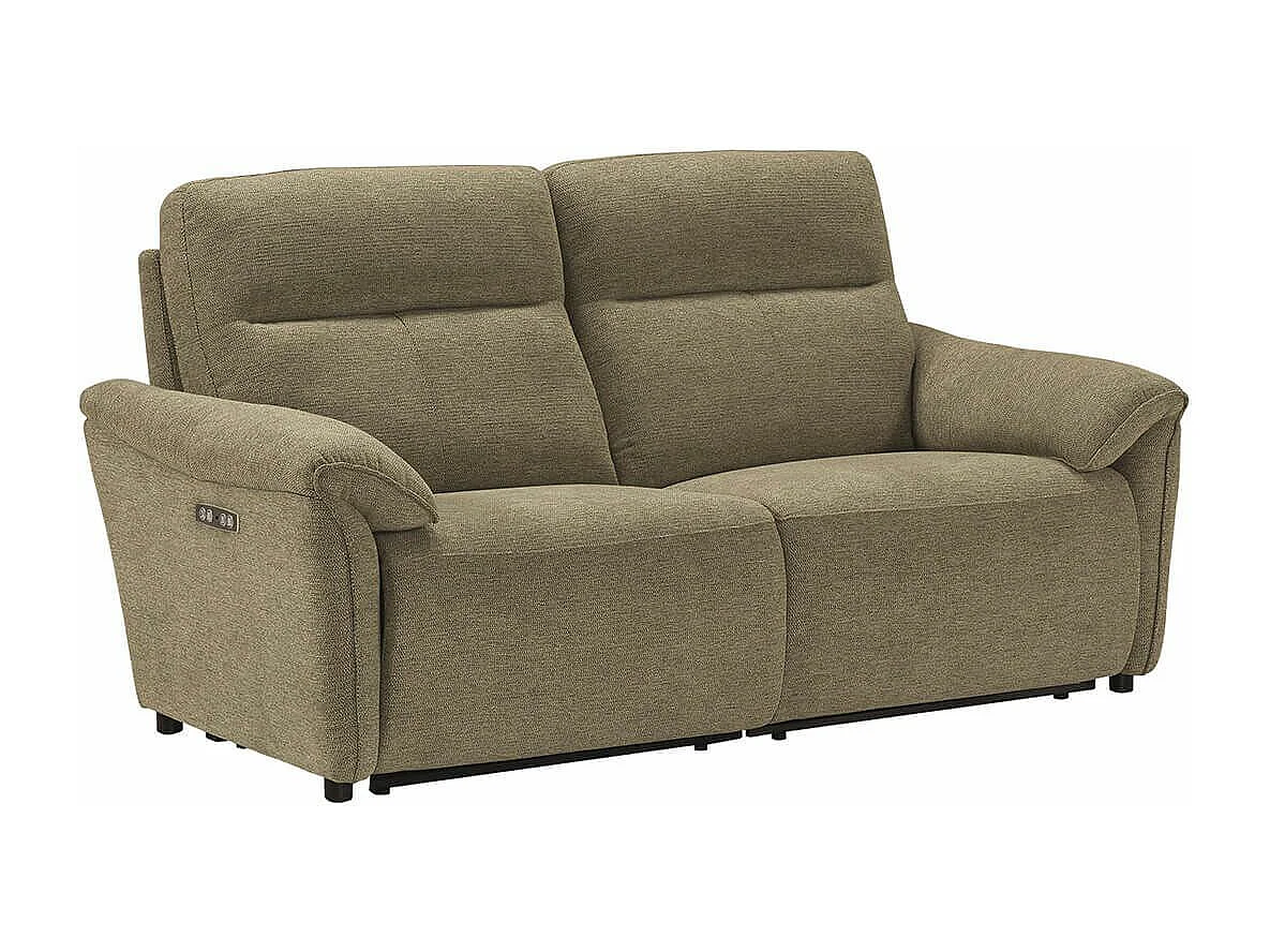 MAZARO - Canapé 3 Places Relax Electrique Tissu Vert Chiné