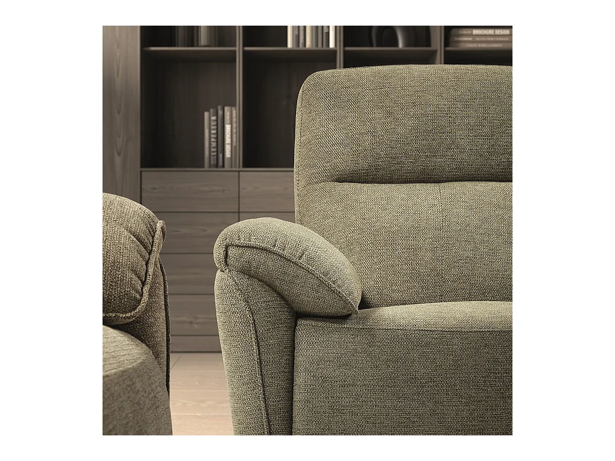 MAZARO - Canapé 3 Places Relax Electrique Tissu Vert Chiné