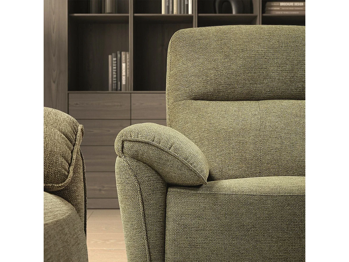 MAZARO - Canapé 3 Places Relax Electrique Tissu Vert Chiné