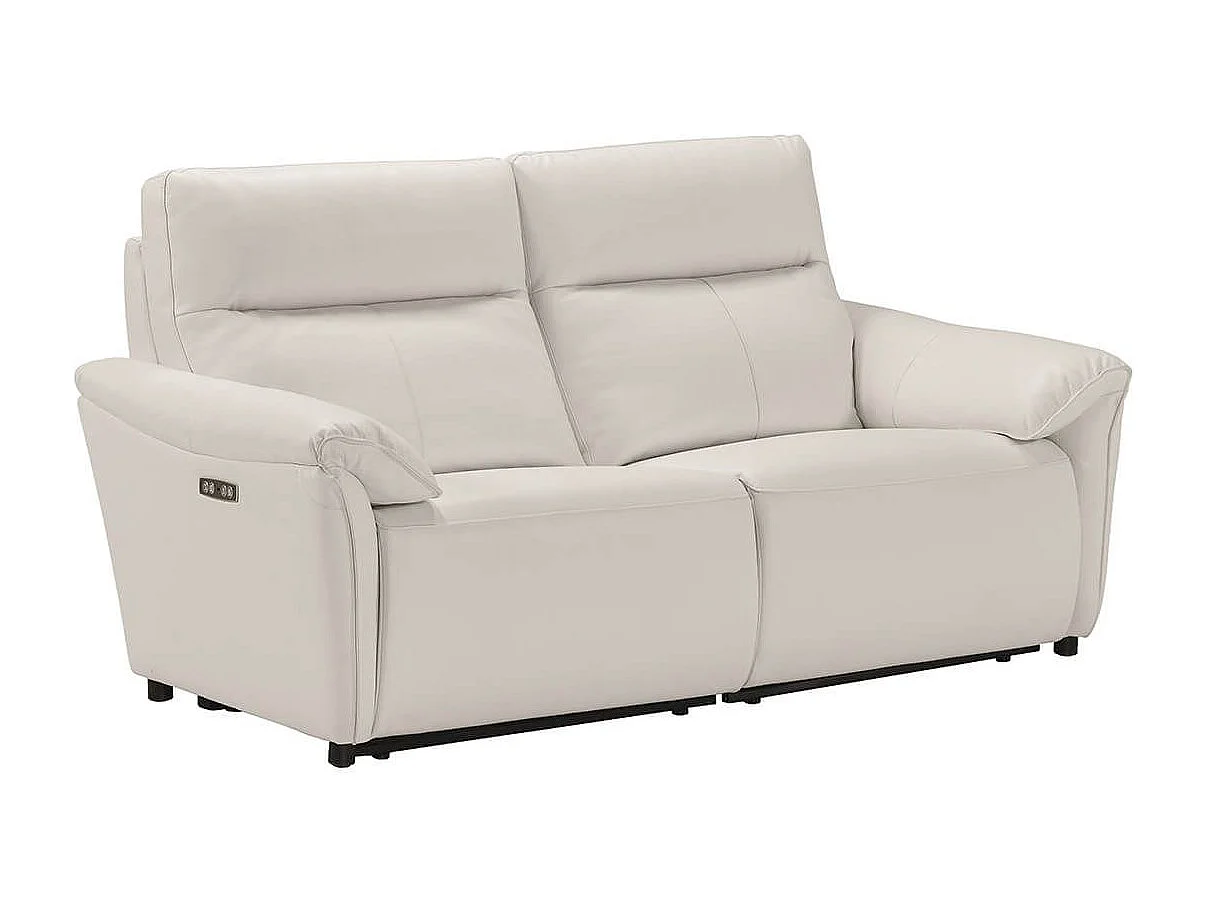 MAZARO - Canapé 3 Places Relax Electrique Cuir Blanc