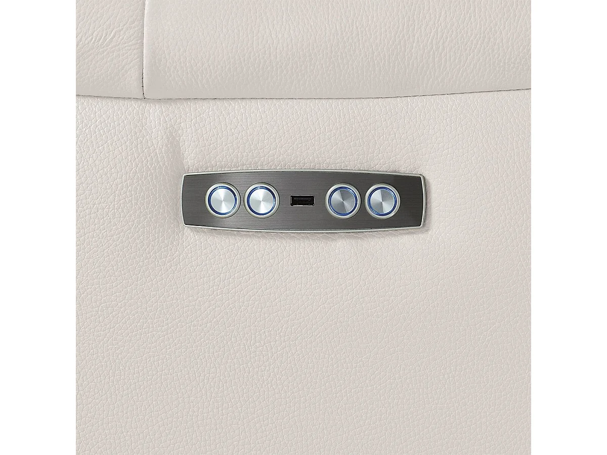 MAZARO - Canapé 3 Places Relax Electrique Cuir Blanc