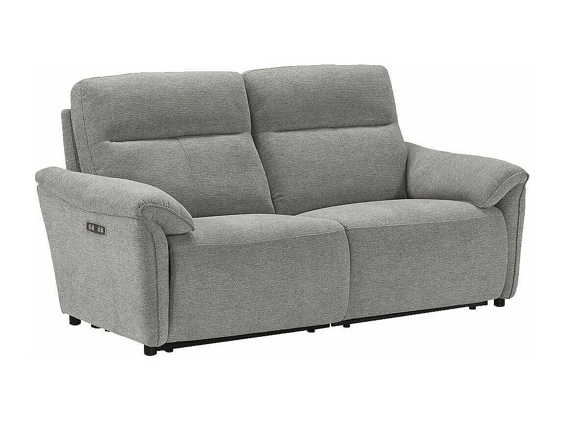 MAZARO - Canapé 3 Places Relax Electrique Tissu Gris Chiné