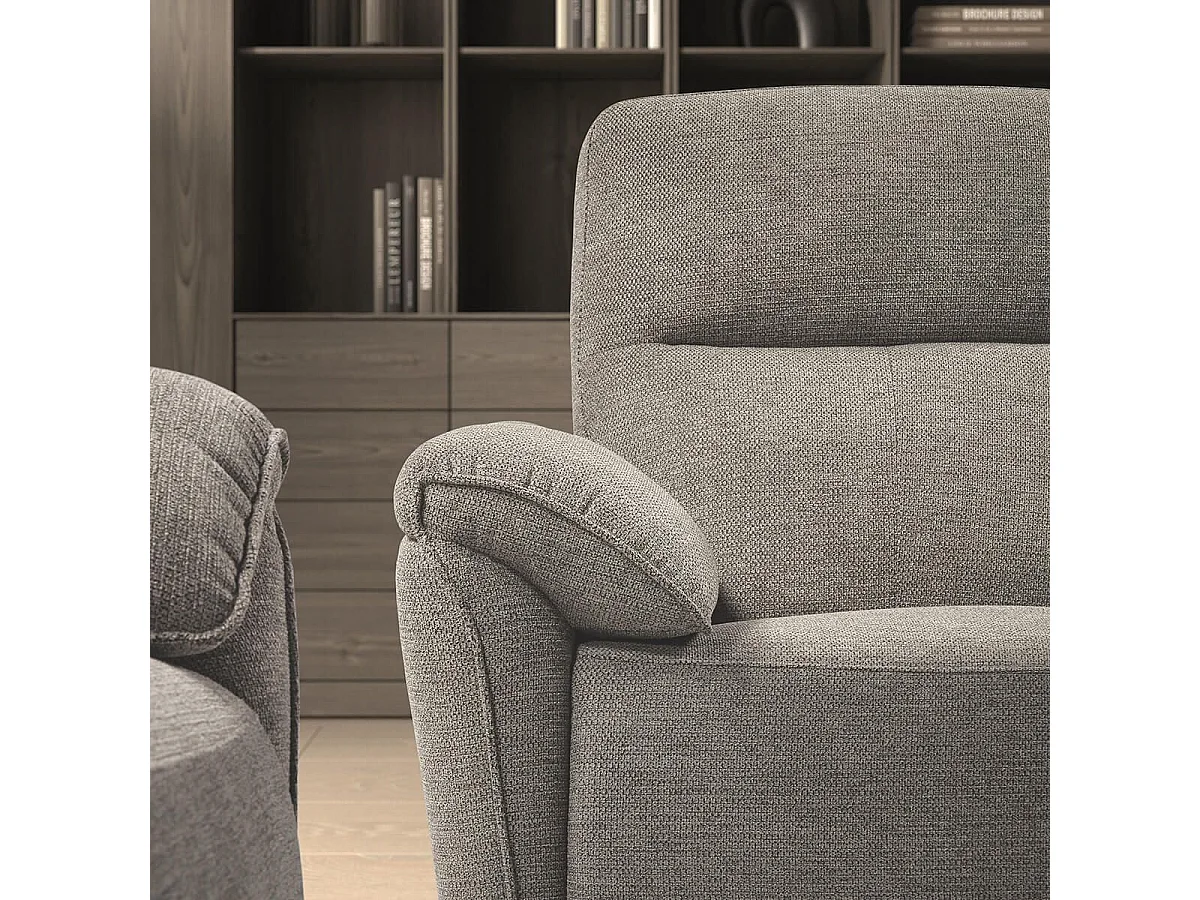 MAZARO - Canapé 3 Places Relax Electrique Tissu Gris Chiné