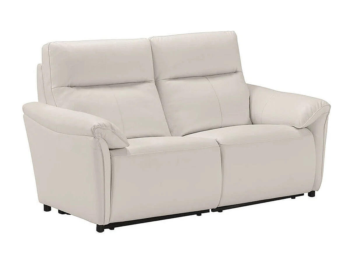 MAZARO - Canapés 3 Places Relax Electrique + 2 Places Fixe Cuir Blanc