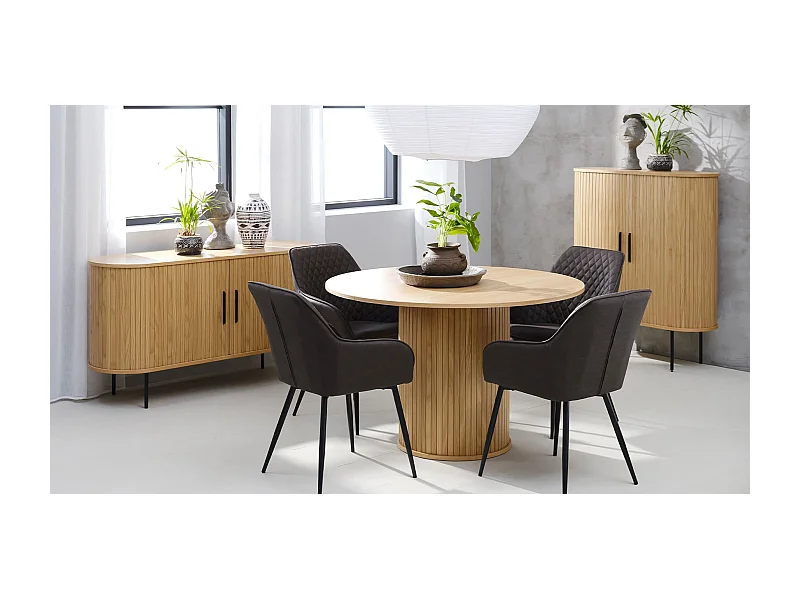 Table à manger bois naturel alba  120x120cm