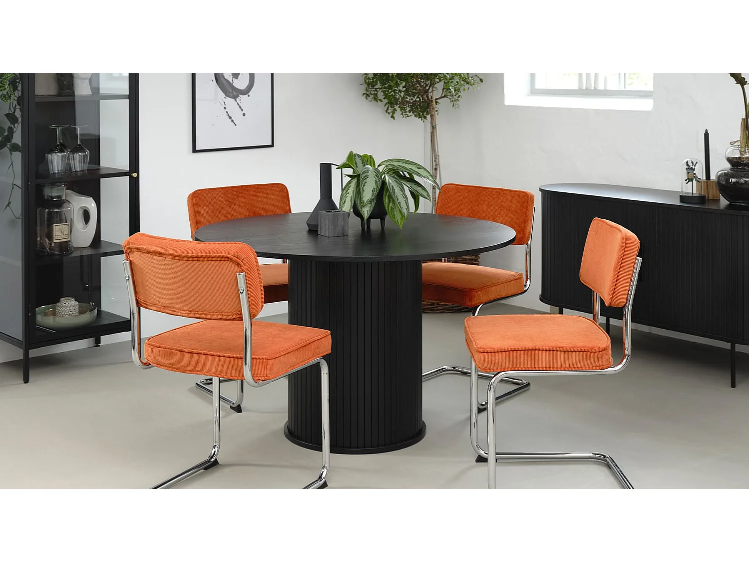 Table à manger bois noir alba 120x120 cm