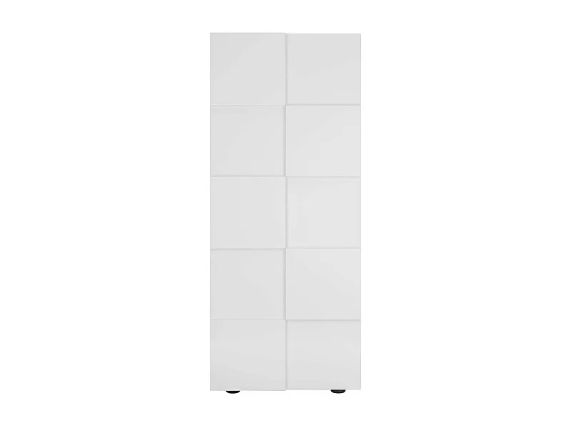 REBECCA - Penderie 2 portes avec 2 étagères Blanc Laqué Weiss Relief Damiers