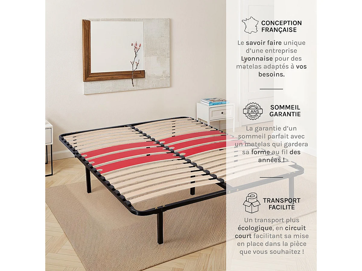 Sommier cadre à lattes métal 180 x 200 cm
