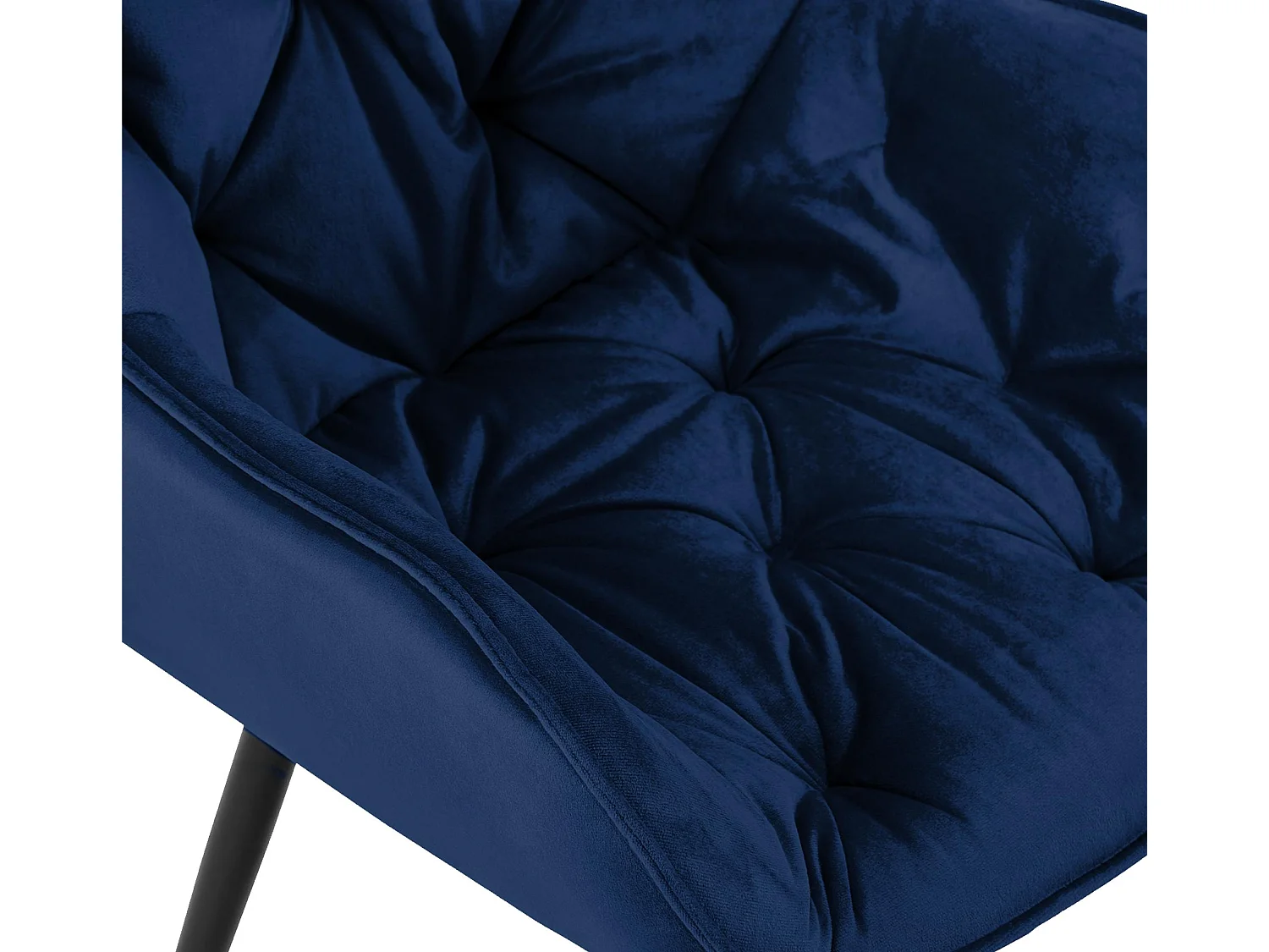 Lot de 2  chaises avec accoudoirs - Velours - Bleu foncé - Tanna