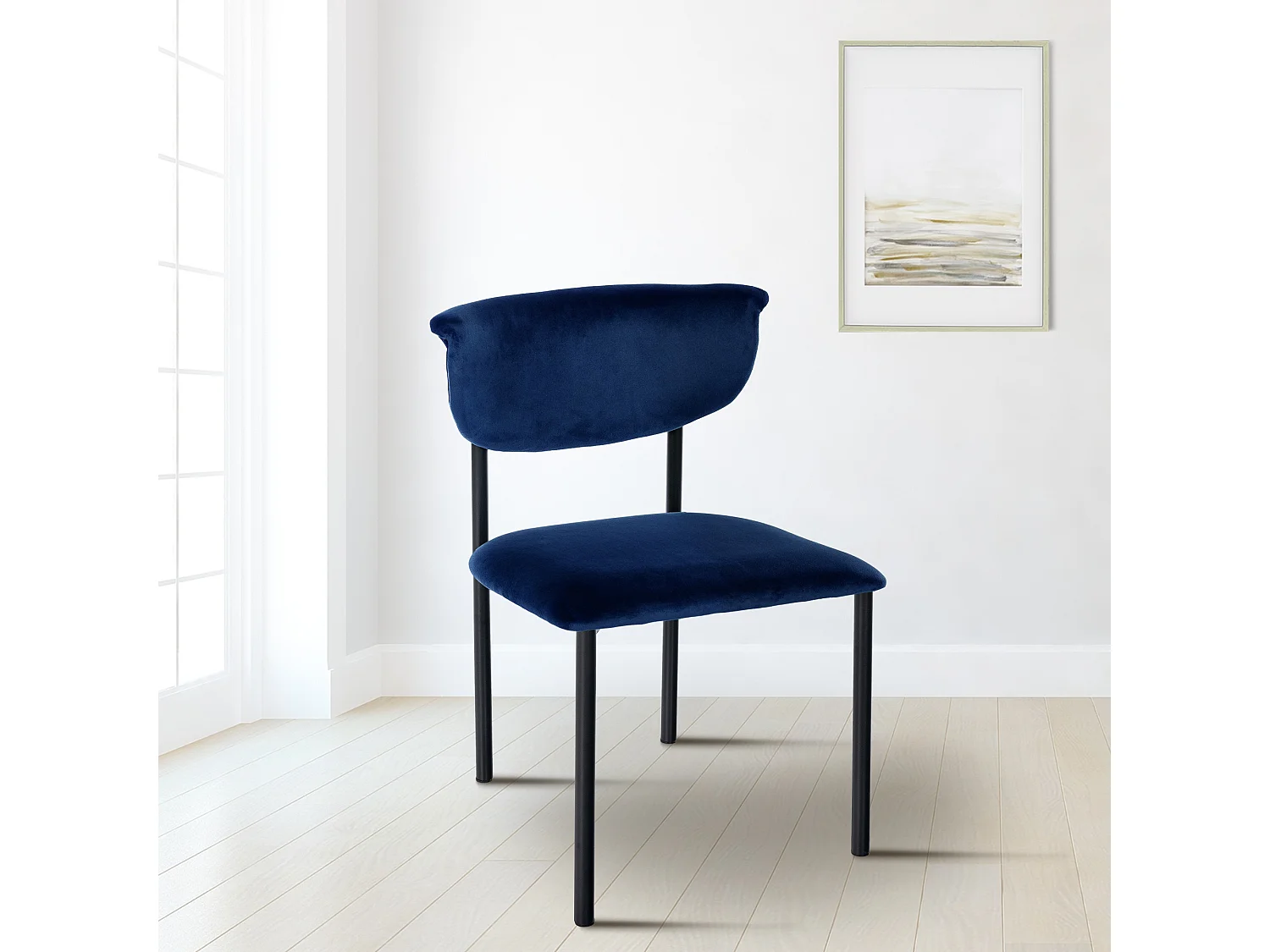 chaise salle à manger - Velours - Bleu foncé - Gambell