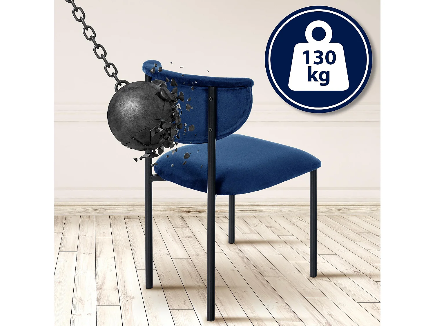 chaise salle à manger - Velours - Bleu foncé - Gambell