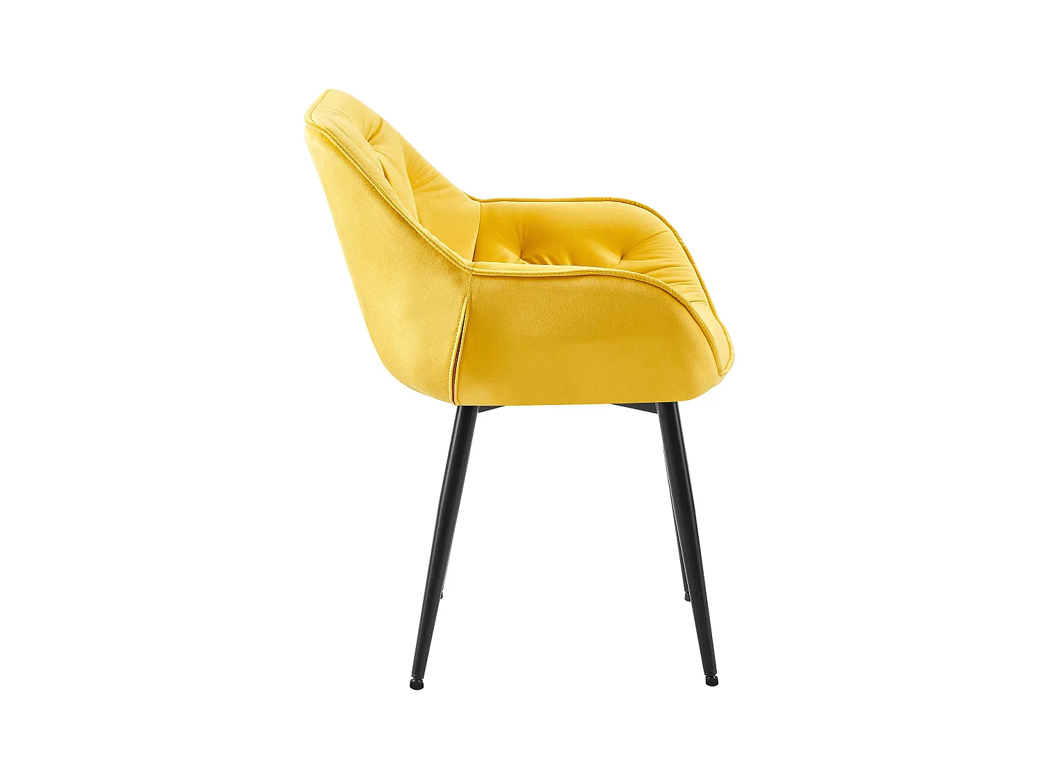 Lot de 2  chaises avec accoudoirs - Velours - Jaune - Tanna