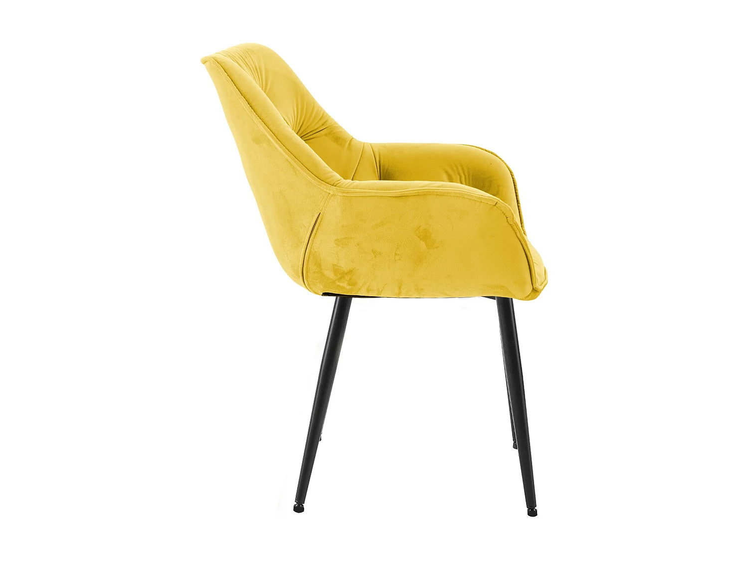 Lot de 2  chaises avec accoudoirs - Velours - Jaune - Tanna