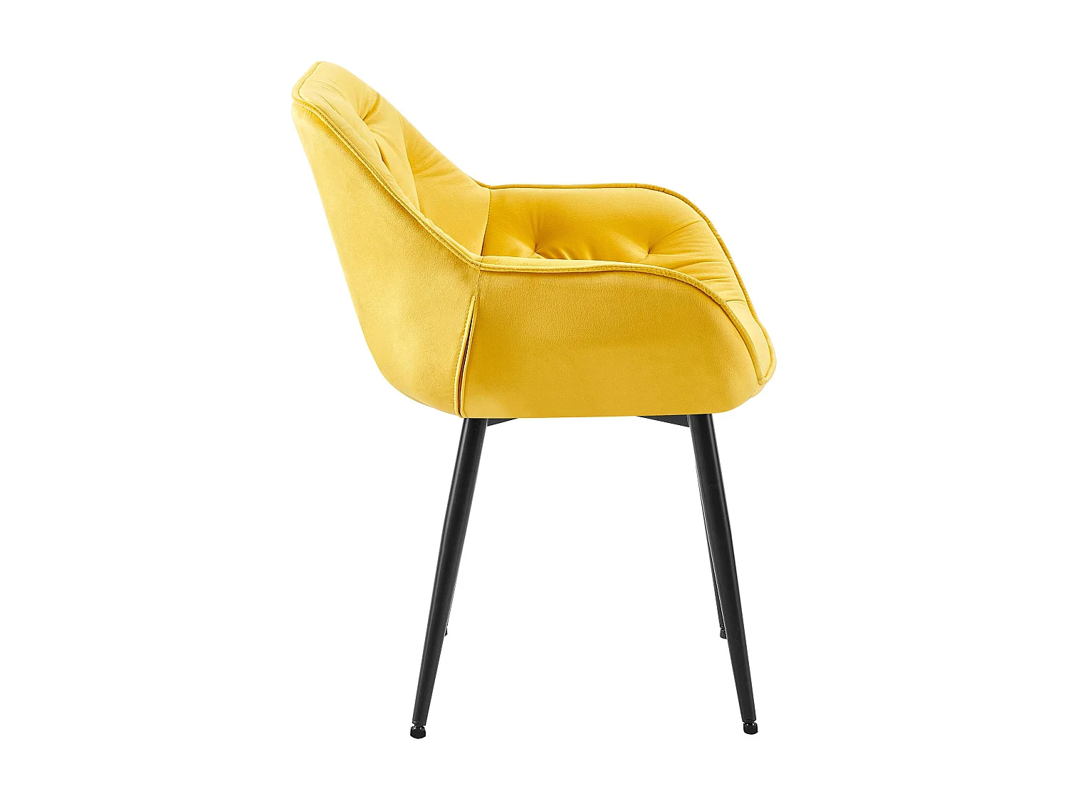 Lot de 2  chaises avec accoudoirs - Velours - Jaune - Tanna