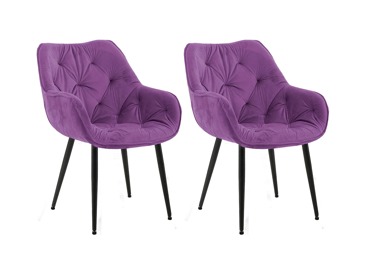 Lot de 2  chaises avec accoudoirs - Velours - Violet - Tanna