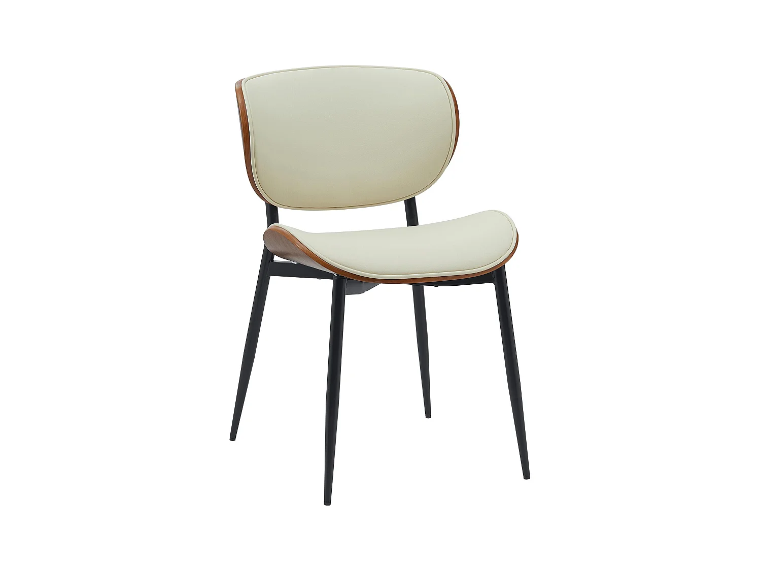 chaise salle à manger - Similicuir - Noyer / Crème - Enid