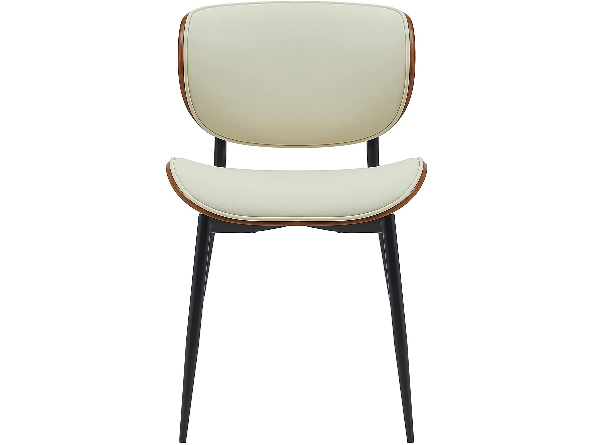 chaise salle à manger - Similicuir - Noyer / Crème - Enid