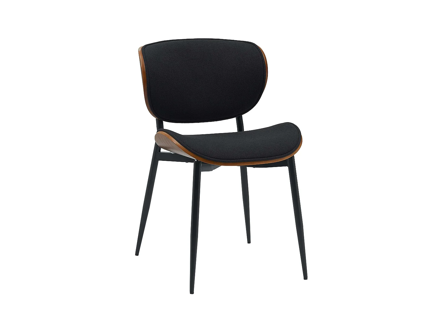 chaise salle à manger - Tissu - Noyer / Noir - Enid