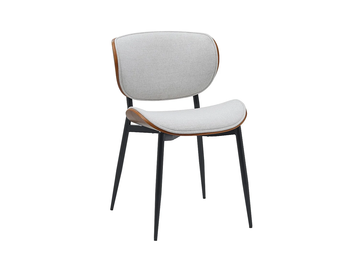 chaise salle à manger - Tissu - Noyer / Crème - Enid