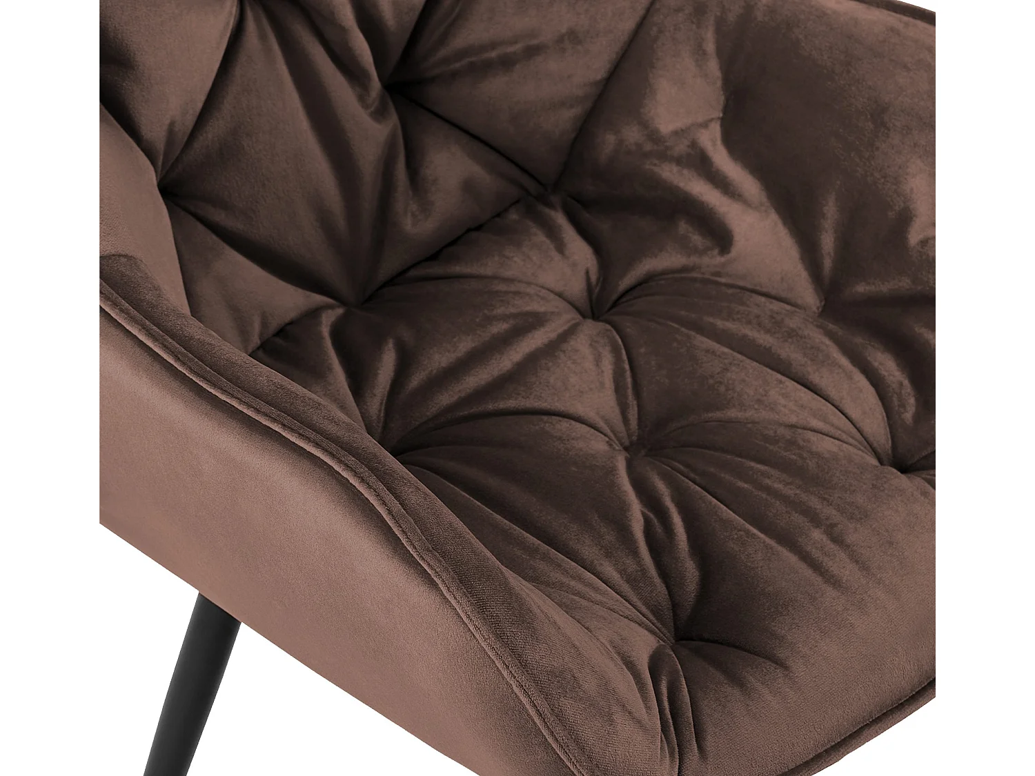 Lot de 2  chaises avec accoudoirs - Velours & Noir - Marron - Tanna