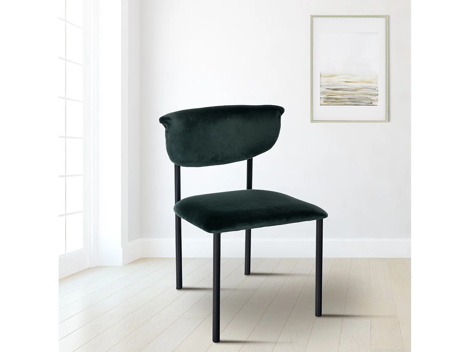 chaise salle à manger - Velours - Vert foncé - Gambell