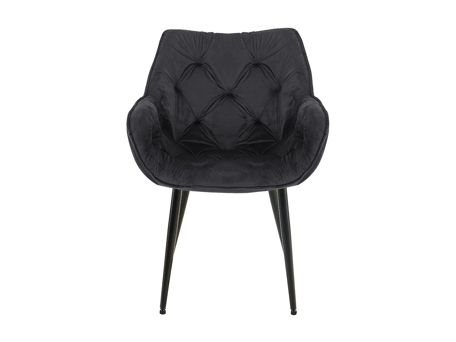 Lot de 2  chaises avec accoudoirs - Velours & Noir - Noir - Tanna