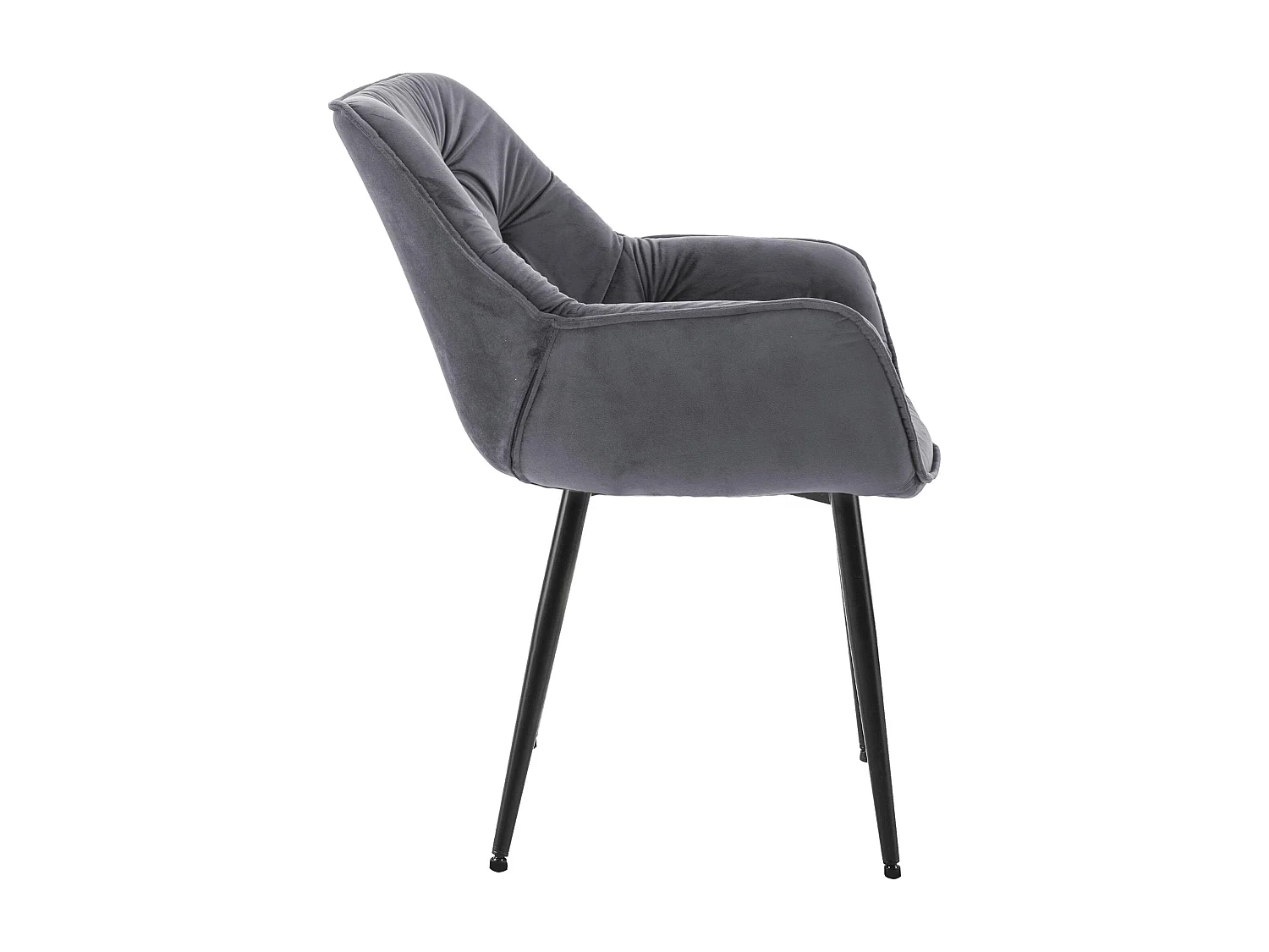 Lot de 2  chaises avec accoudoirs - Velours & Noir - Gris foncé - Tanna