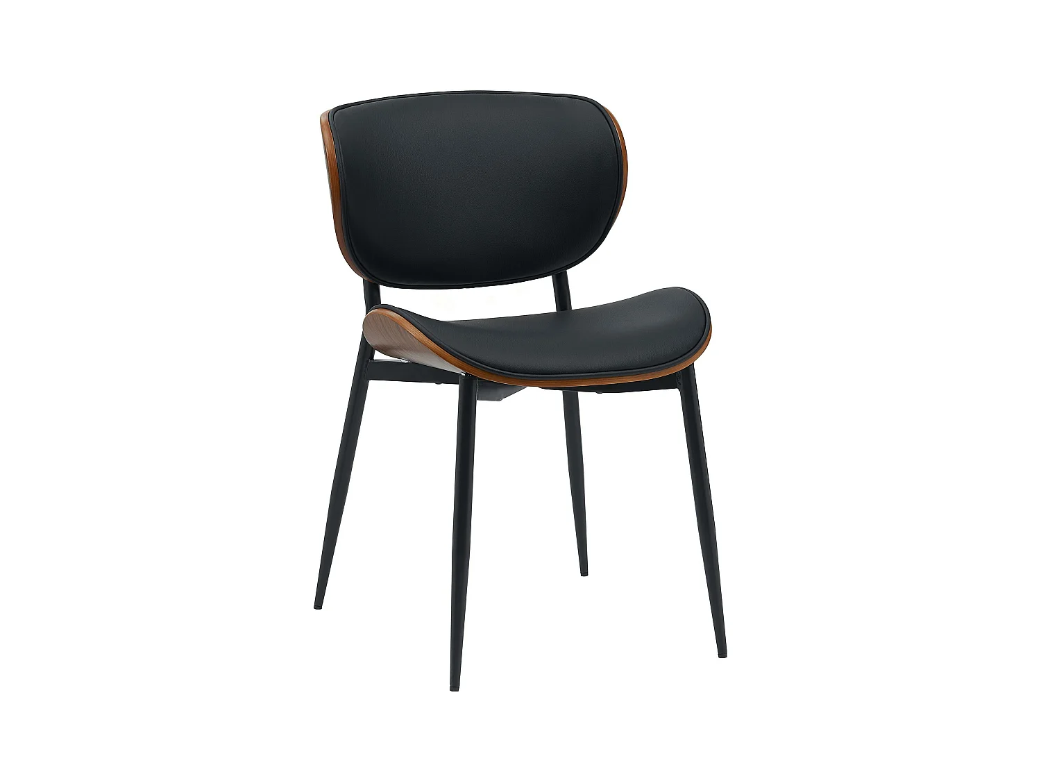 chaise salle à manger - Similicuir - Noyer / Noir - Enid