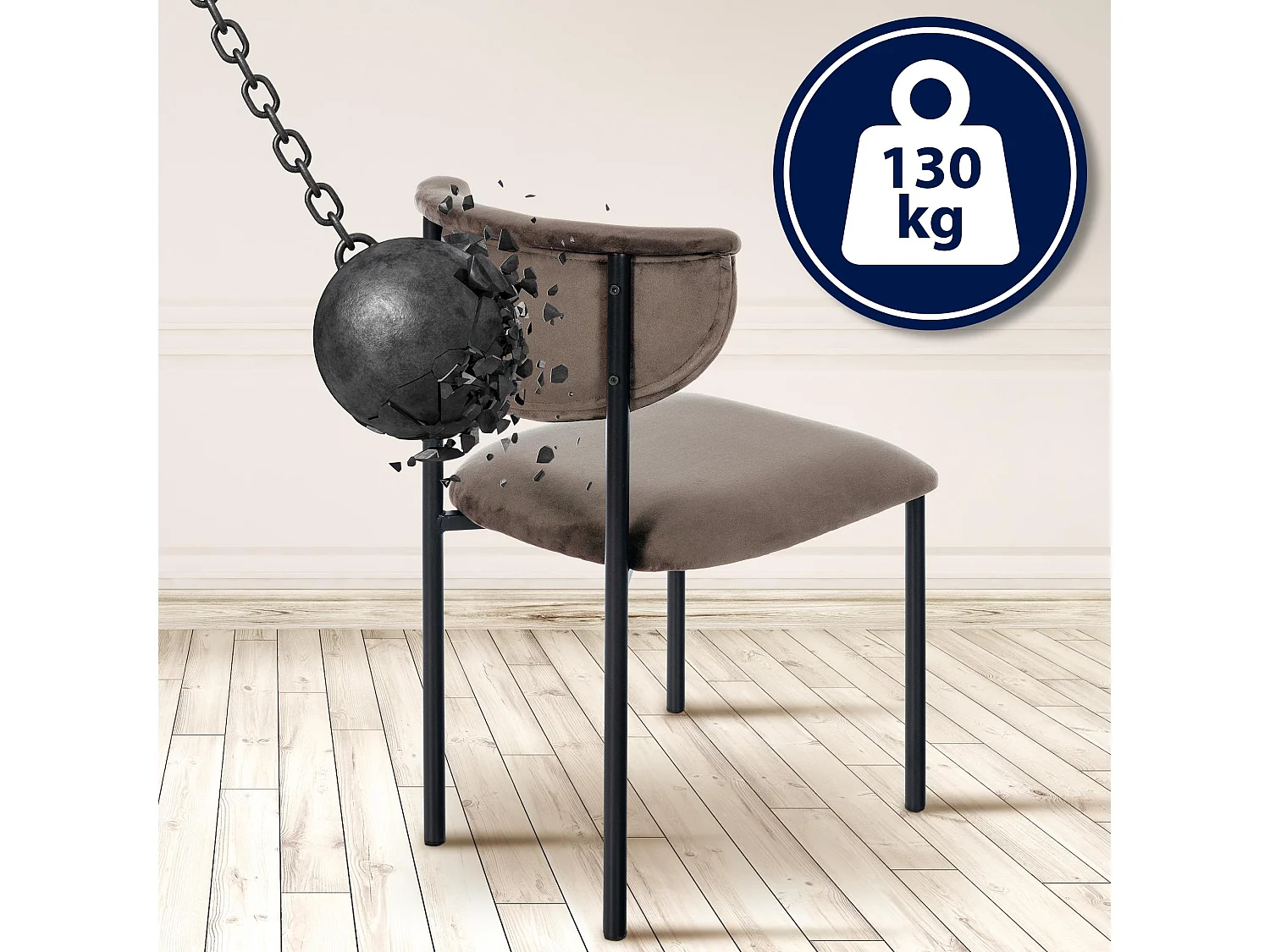 chaise salle à manger - Velours - Marron - Gambell