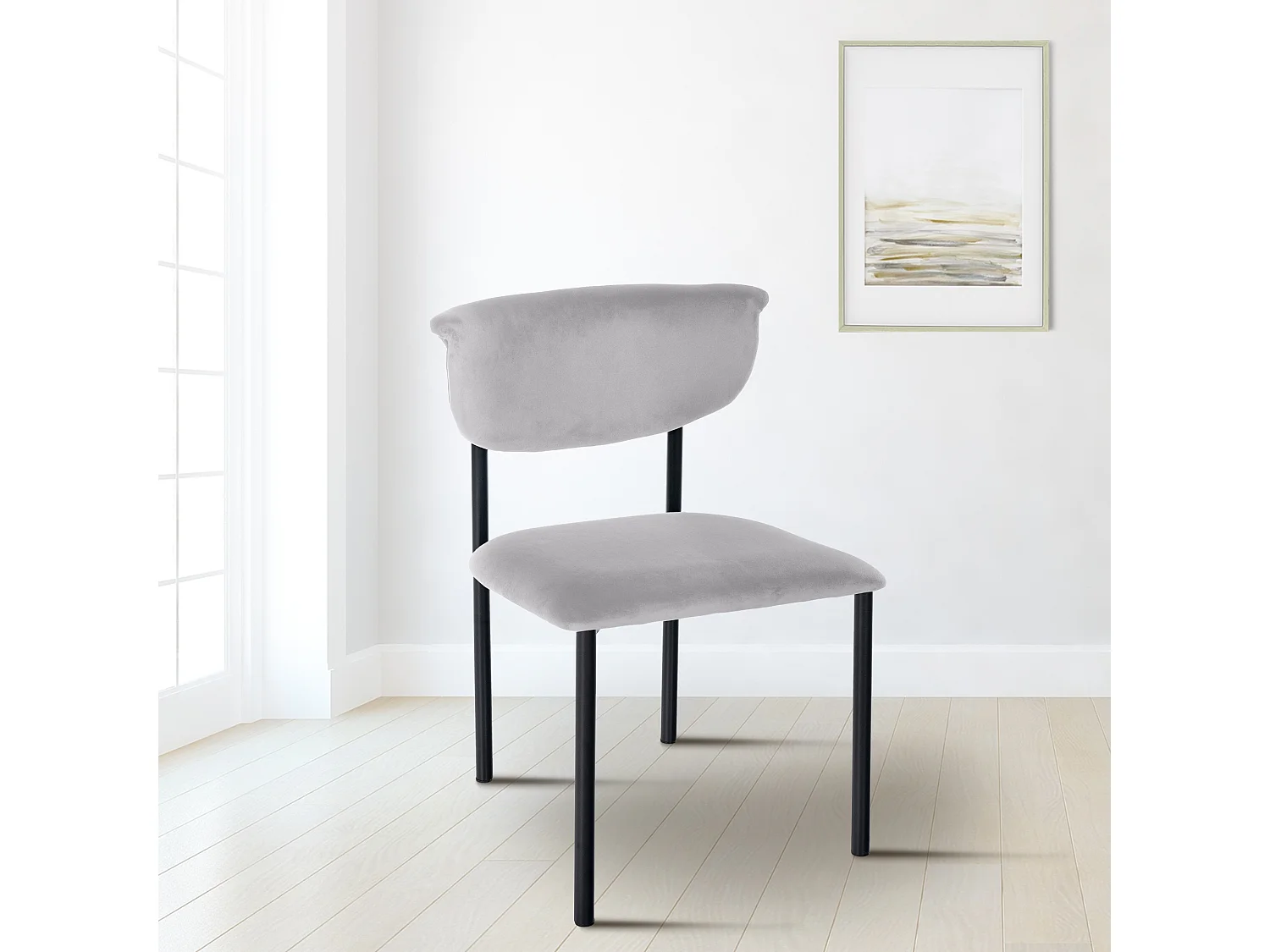 chaise salle à manger - Velours - Gris - Gambell