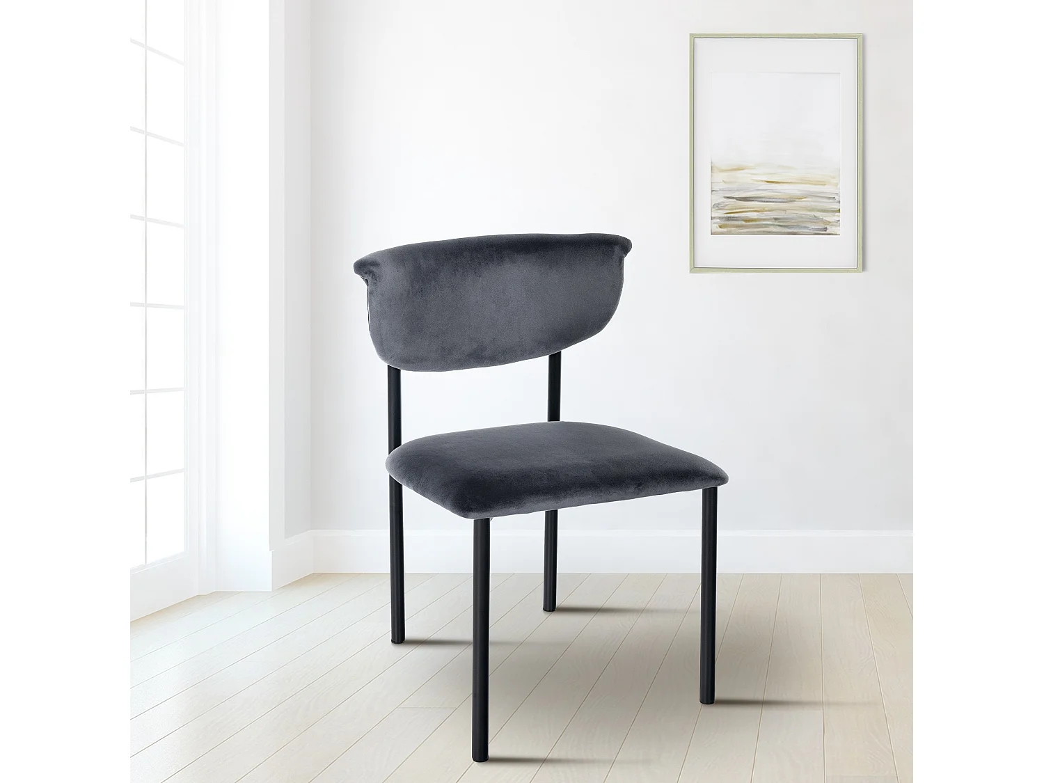 chaise salle à manger - Velours - Gris foncé - Gambell