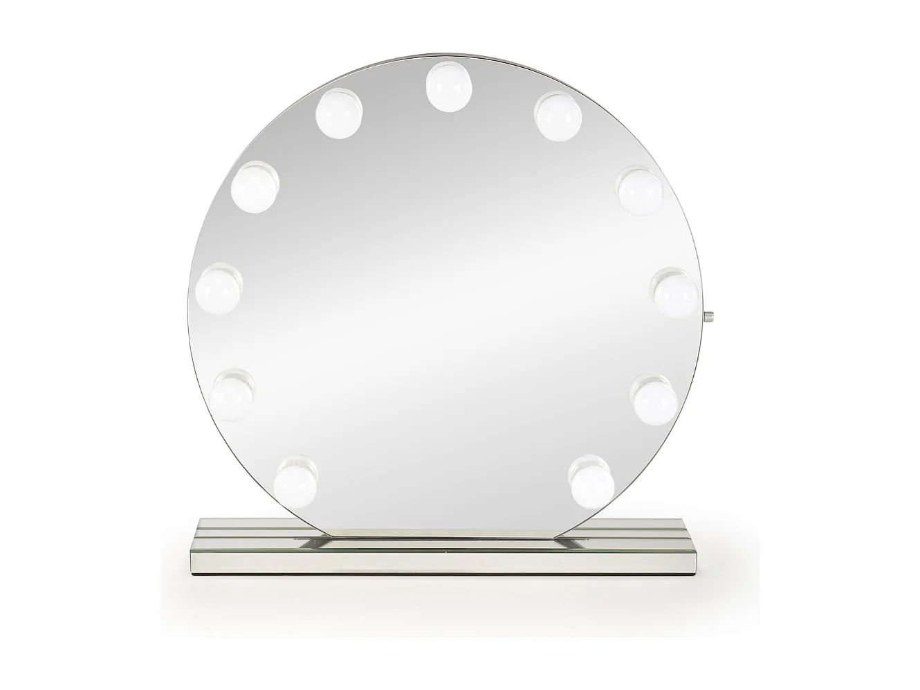 Miroir rond à poser avec ampoule led et socle Alya