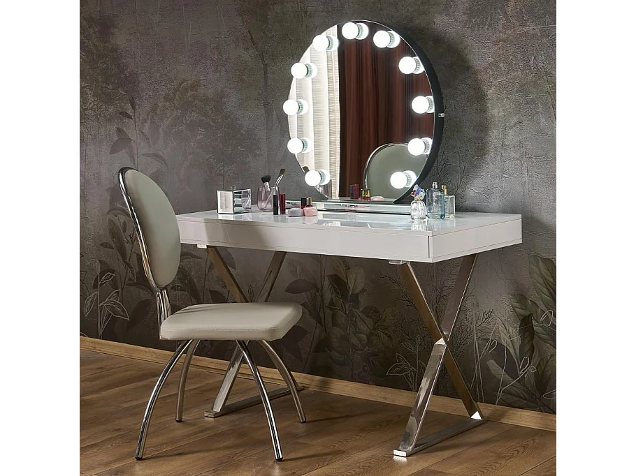 Miroir rond à poser avec ampoule led et socle Alya