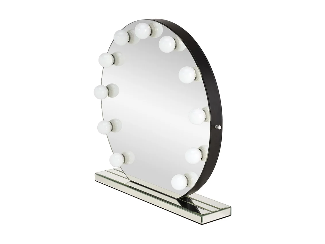 Miroir rond à poser avec ampoule led et socle Alya