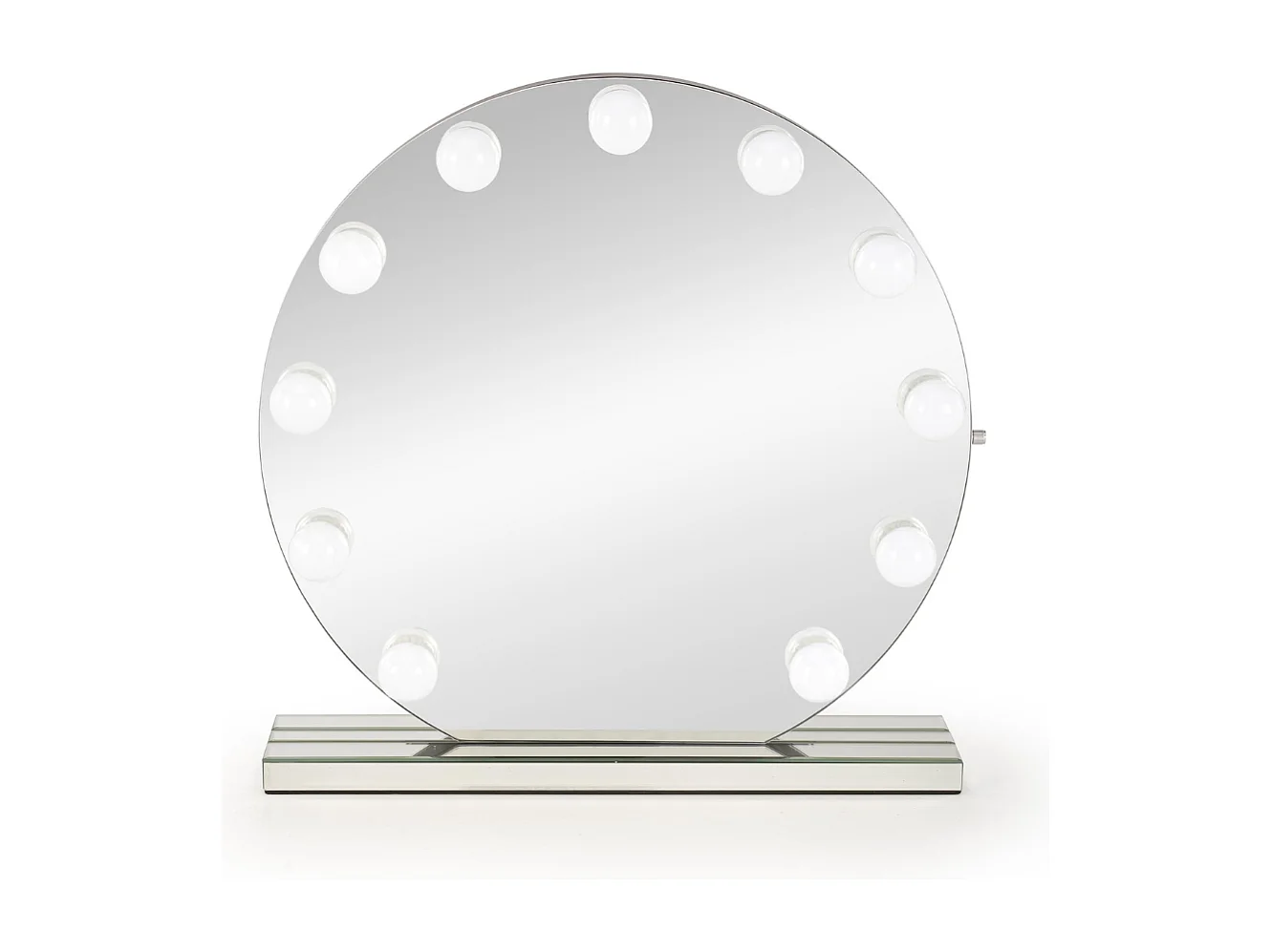 Miroir rond à poser avec ampoule led et socle Alya