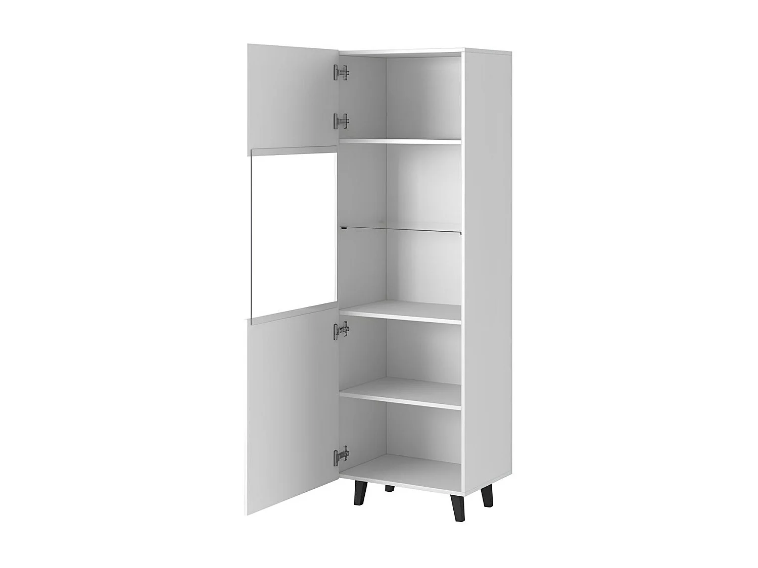 Vetrina design Gustave a 2 nicchie bianco opaco scanalato