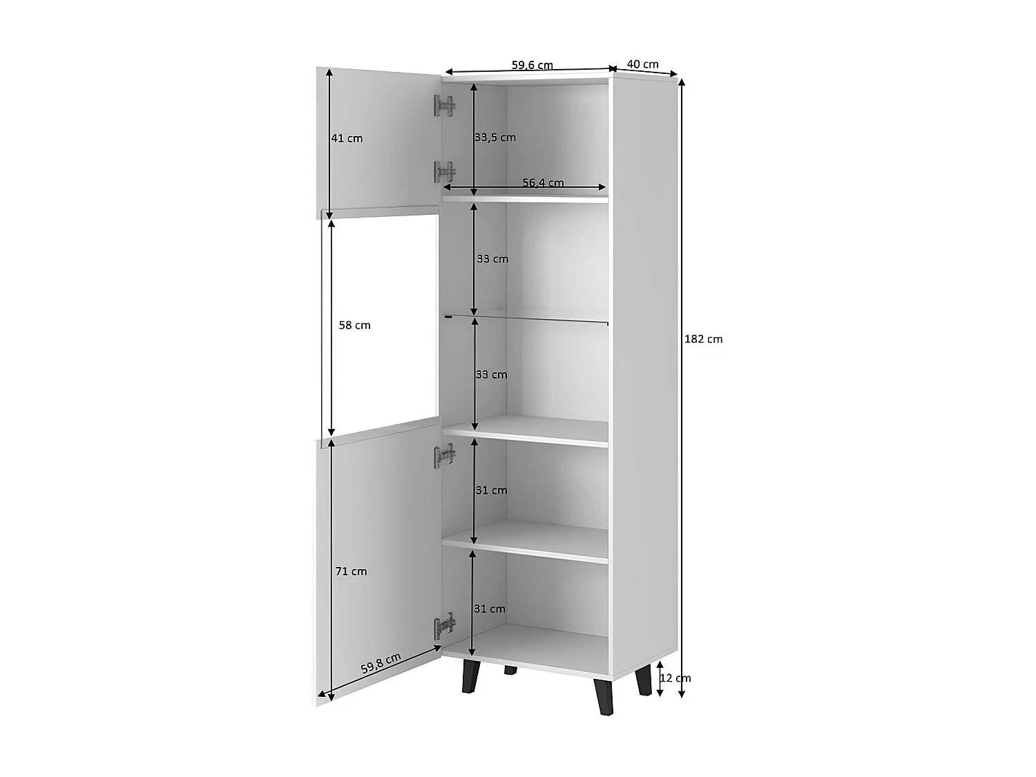 Vetrina design Gustave a 2 nicchie bianco opaco scanalato