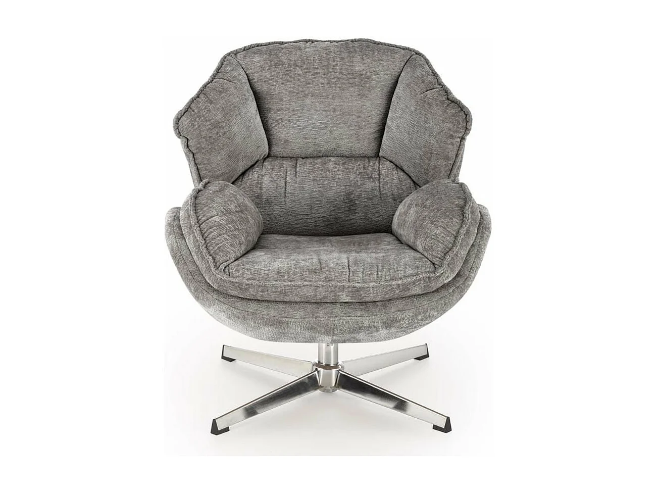 Sillón confort de tela gris, giratorio, base Dadou 4 radios