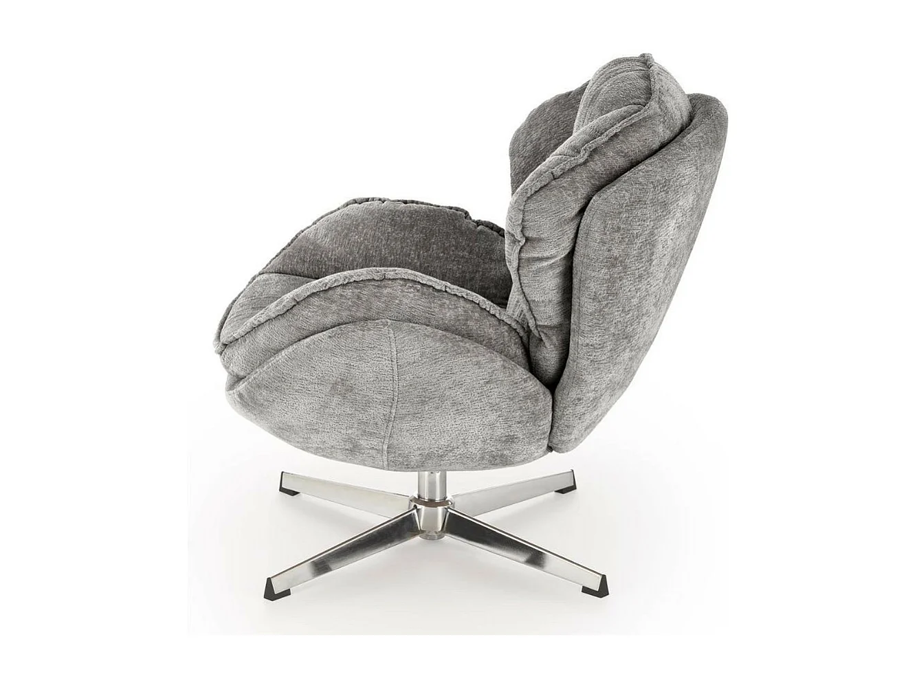 Sillón confort de tela gris, giratorio, base Dadou 4 radios