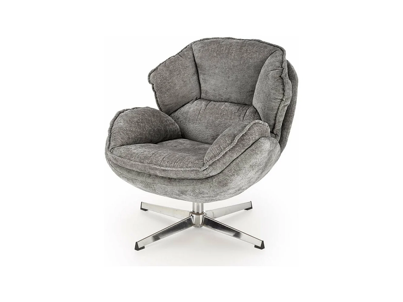 Fauteuil confort gris en tissu, pivotant, pied 4 branches Dadou