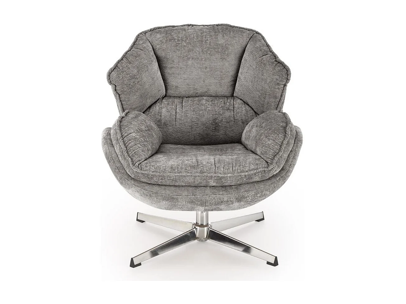 Poltrona comfort in tessuto grigio, girevole, base Dadou a 4 razze