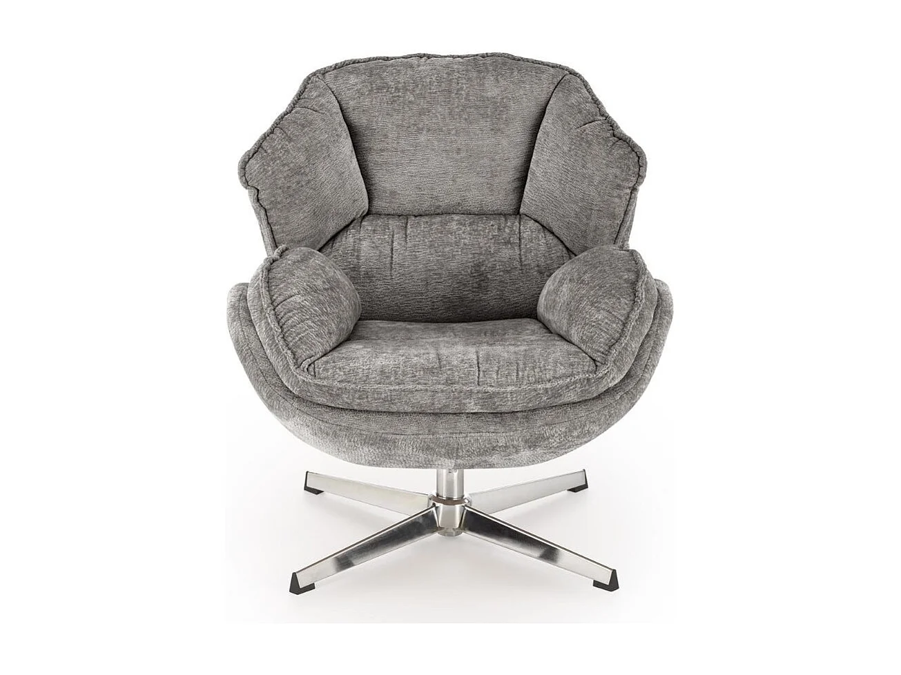 Fauteuil confort gris en tissu, pivotant, pied 4 branches Dadou