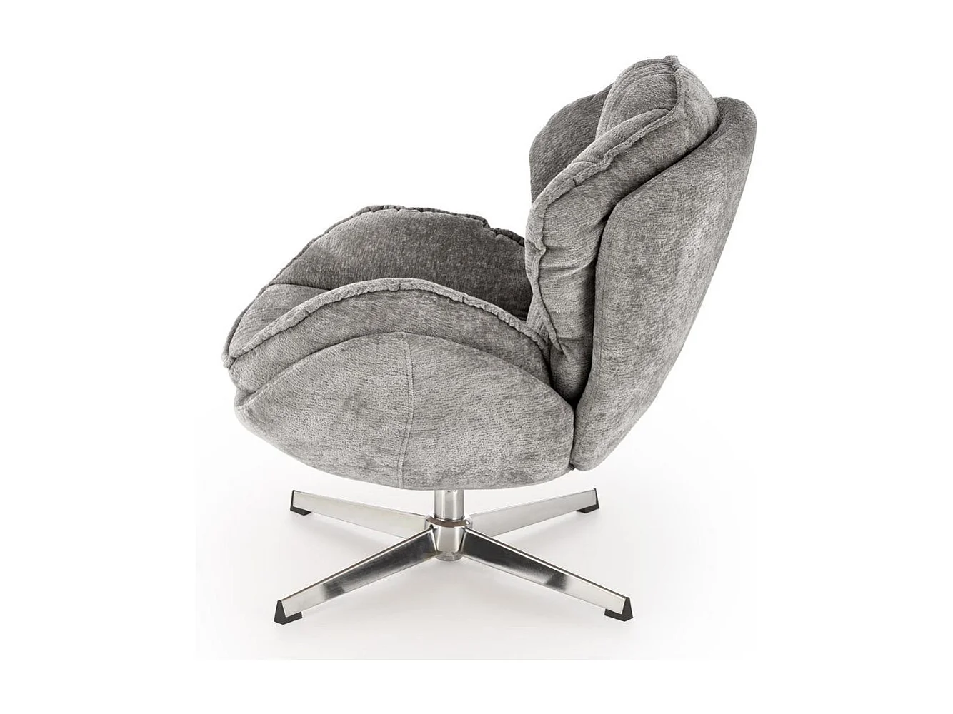 Fauteuil confort gris en tissu, pivotant, pied 4 branches Dadou