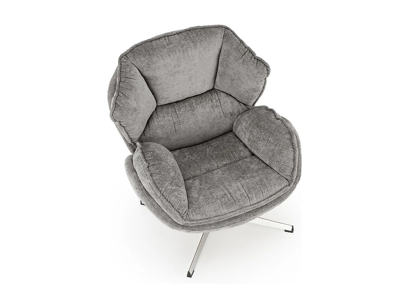 Fauteuil confort gris en tissu, pivotant, pied 4 branches Dadou