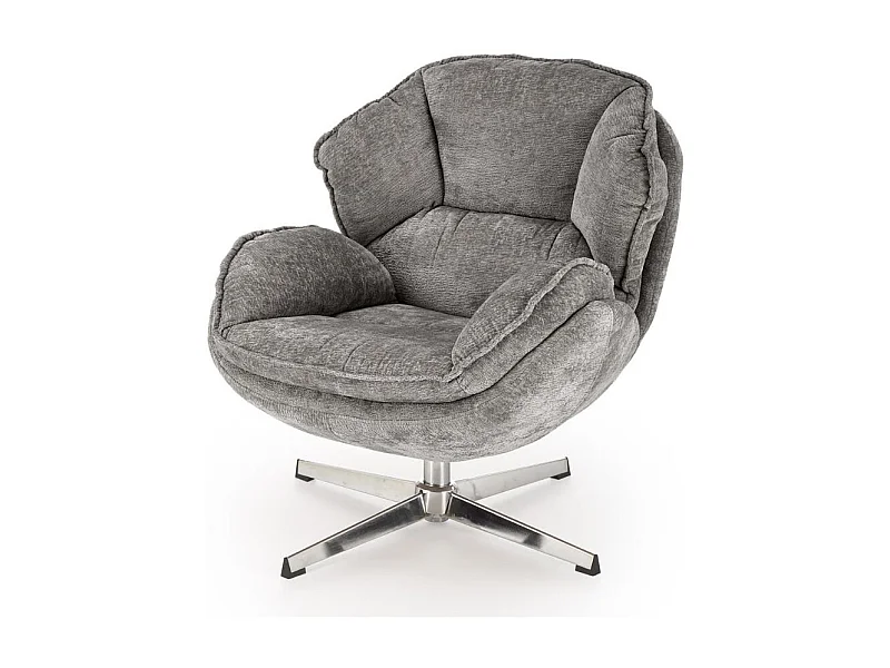 Fauteuil confort gris en tissu, pivotant, pied 4 branches Dadou