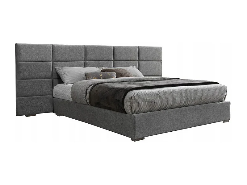 Letto in tessuto grigio da 160 cm con grande testata VIORNE - Senza opzione