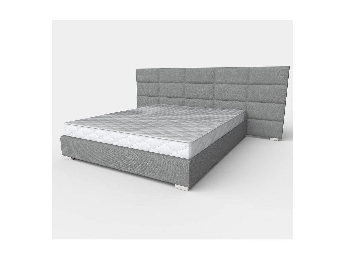 Letto in tessuto grigio da 160 cm con grande testata VIORNE - Senza opzione