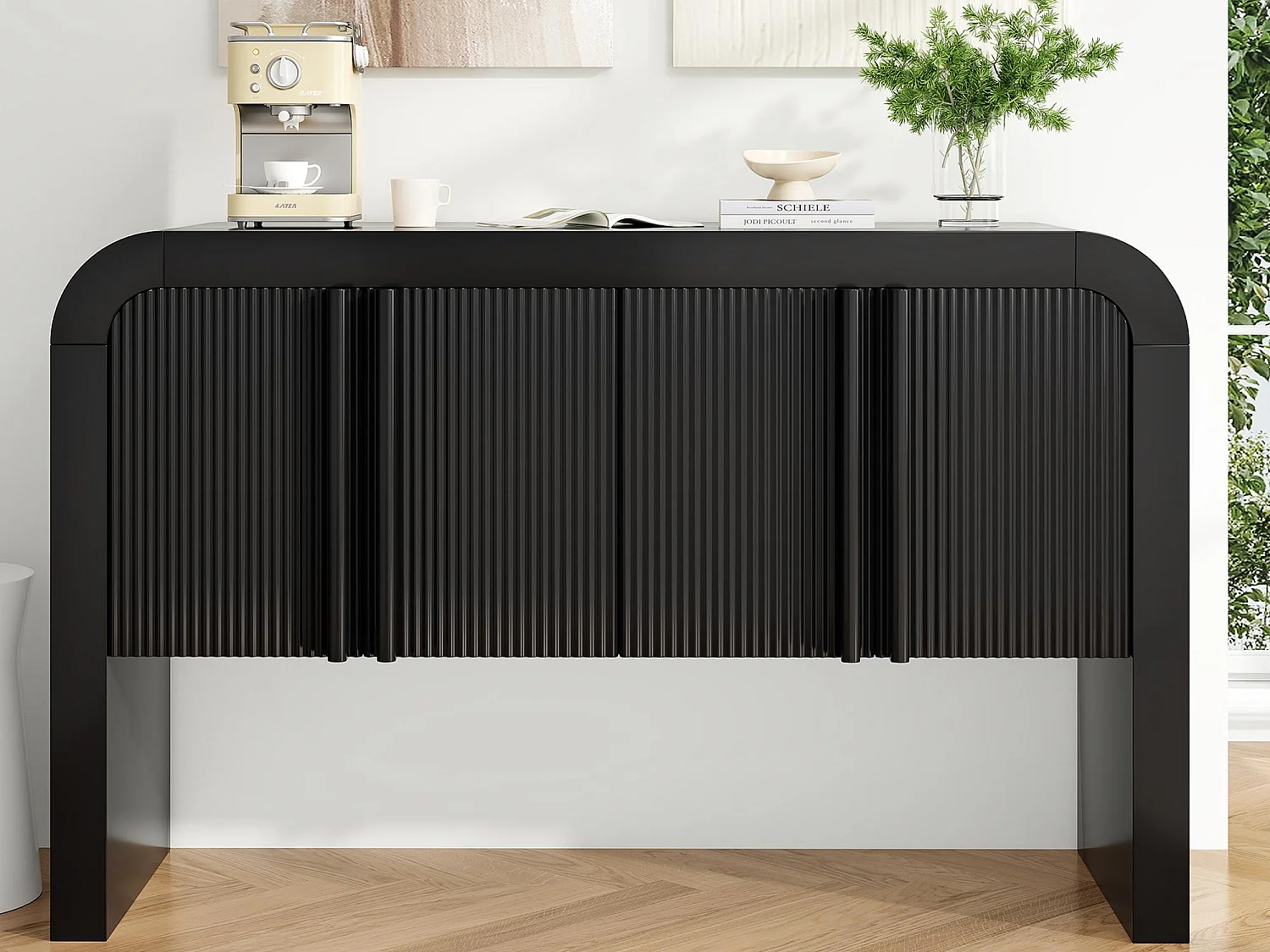 Buffet moderno – 4 ante con design unico – in MDF – Nero