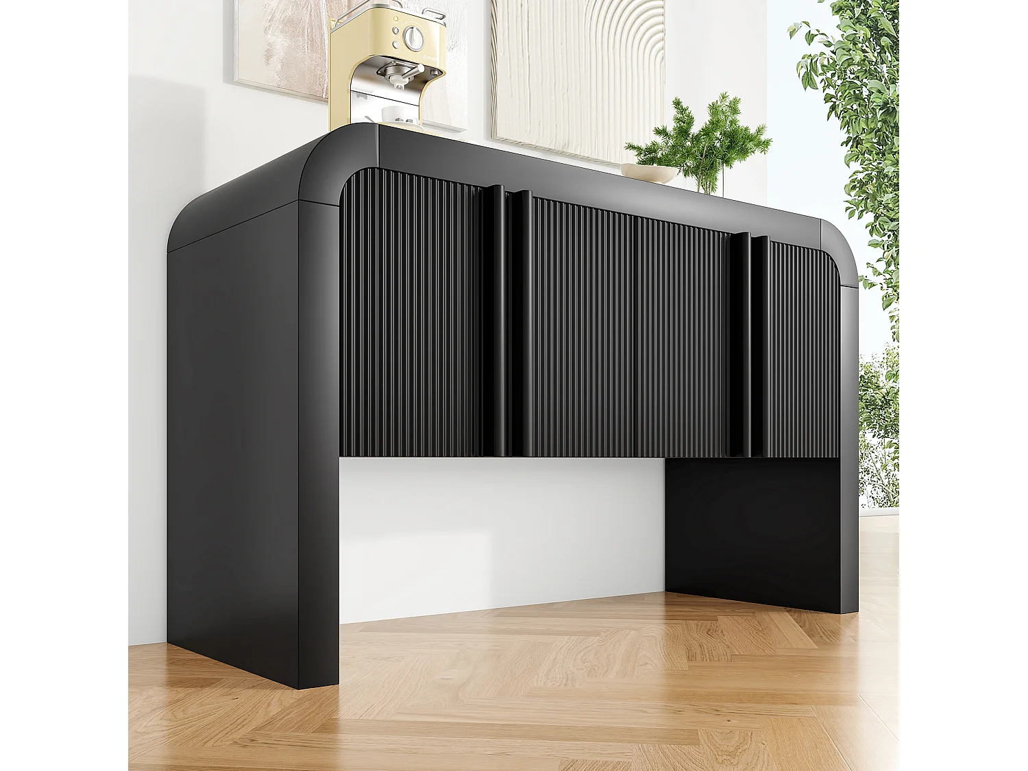 Buffet moderno – 4 ante con design unico – in MDF – Nero